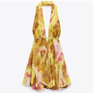 Zara Yellow and Pink Tie-Dye Dress